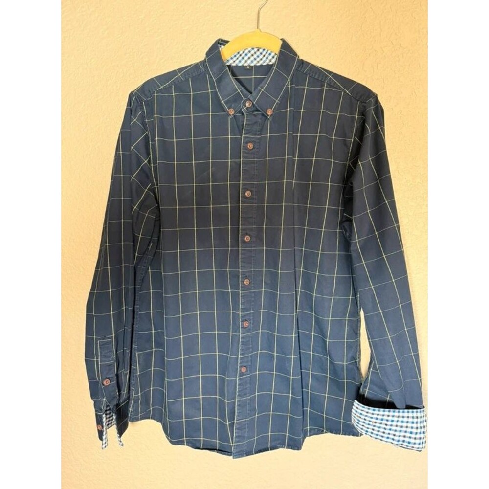 100% cotton no brand size medium navy button-down shirt